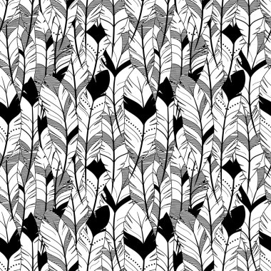 Vektör tüy ve ok arka plan deseni - kesintisiz ve Tileable