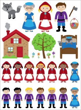 Little Red Riding Hood Themed Vector Collection clipart