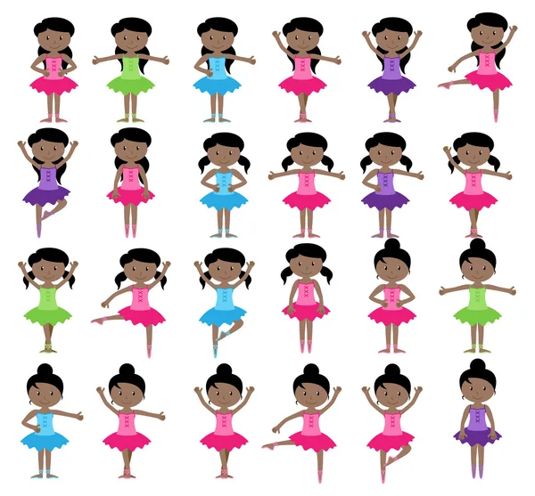 Ballet Themed Vector Collection with Diverse Girls — Stock Vector