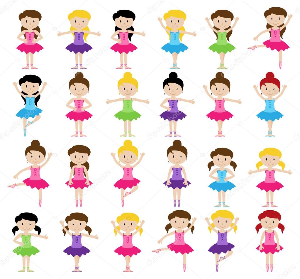 Ballet Themed Vector Collection with Diverse Girls