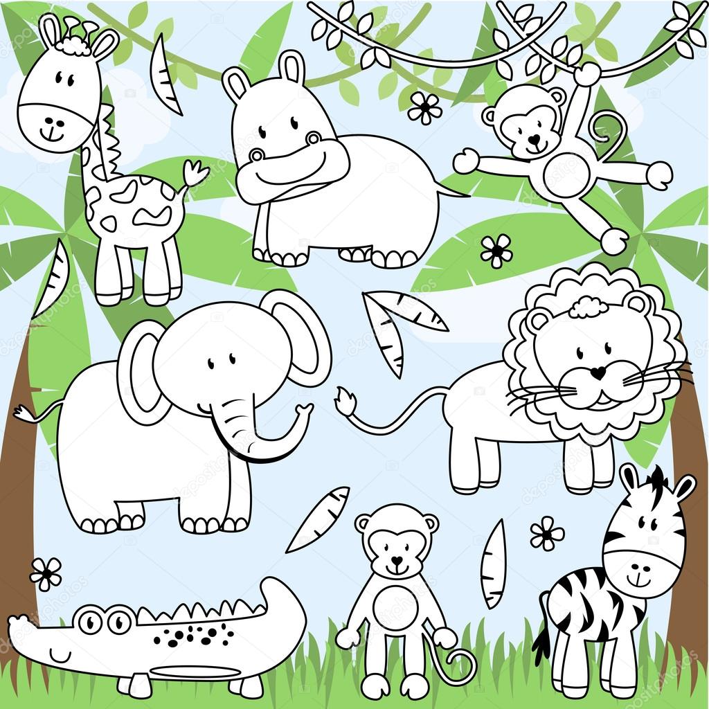 Vector Collection of Cartoon Zoo Animals in Line Art Stock Vector Image by ©PinkPueblo #99819424 Vector Collection of Cartoon Zoo Animals in Line Art Stock Vector Image by ©PinkPueblo #99819424