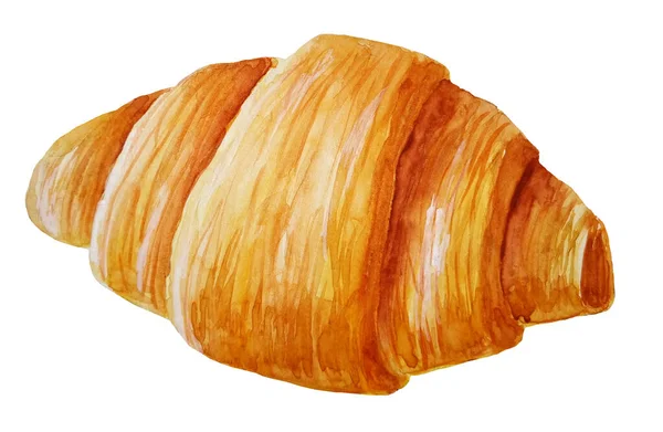 Ilustração Aquarela Croissant Isolado Único — Fotografia de Stock