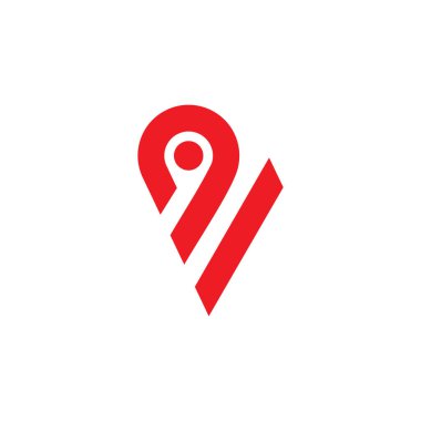 V harfi konum simgesi geometrik tasarım logo vektörü