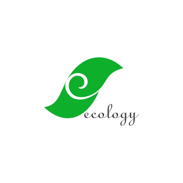 Letra Ecología Hoja Verde Símbolo Natural Logotipo Vector — Vector de stock