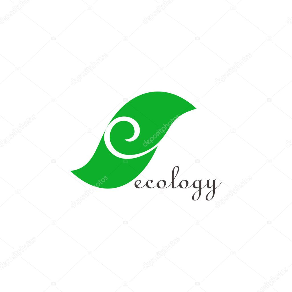 letter e ecology green leaf natural symbol logo vector