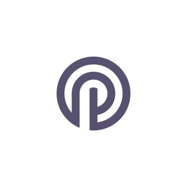 Basit p çizgili daire geometrik logo vektörü