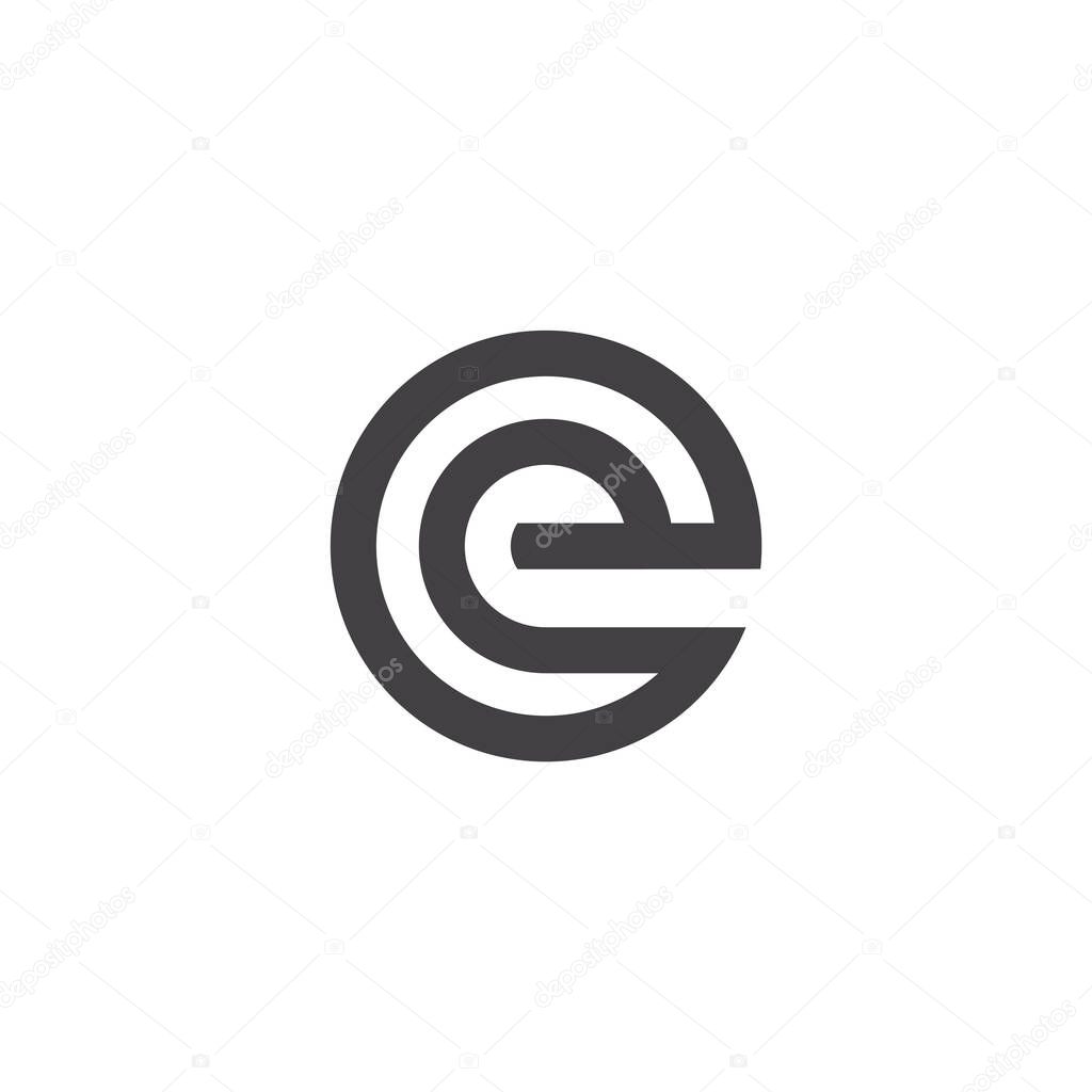 Letter e stripes circle simple geometric logo vector