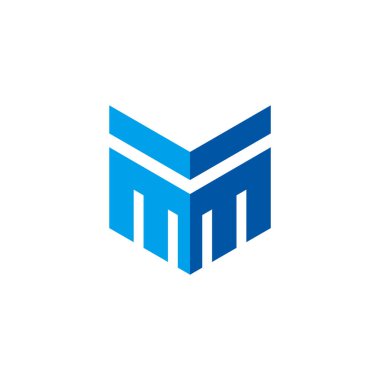 m harfi soyut bina geometrik gölge logo vektörü