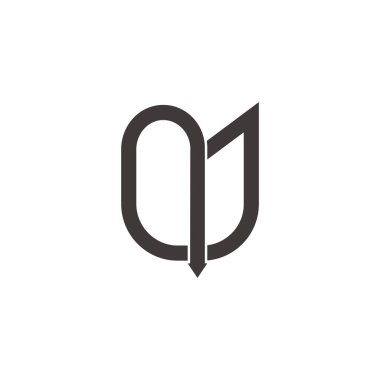 soyut harf nj geometrik çizgi ok logo vektörü