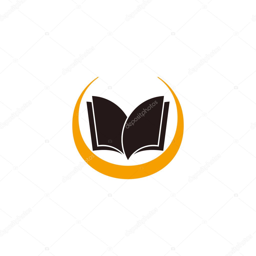 book curves silhouette simple geometric logo vector
