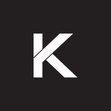 K harfi basit üst üste binen geometrik çizgi sembolü logo vektörü