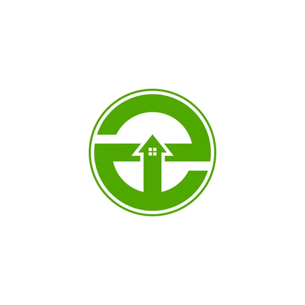 Huruf Hijau Eko House Logo Vektor - Stok Vektor