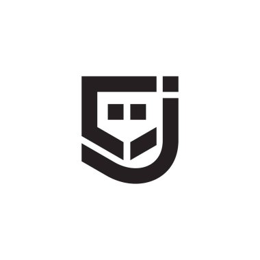 c j harfi basit eğriler geometrik logo vektörünü noktalar