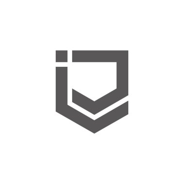 harf ij basit geometrik çizgi amblem logo vektörü