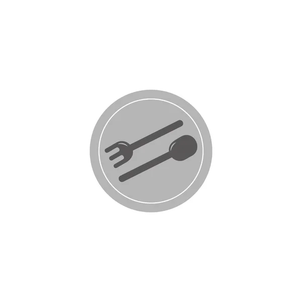 Cuillère Assiette Fourchette Silhouette Restaurant Nourriture Symbole Vecteur — Image vectorielle
