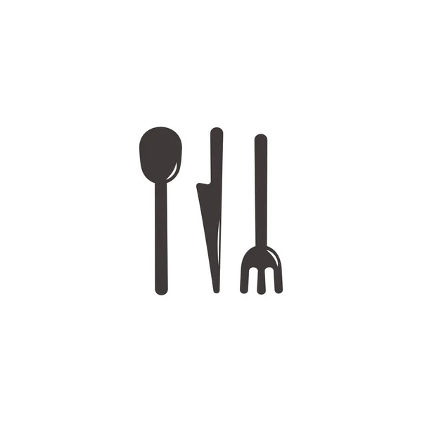 Cuillère Couteau Fourchette Outils Alimentaires Silhouette Symbole Vecteur — Image vectorielle