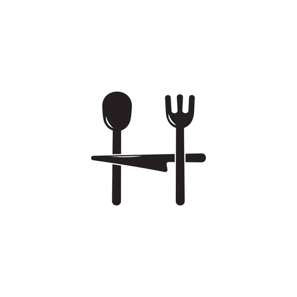 Lettre Cuillère Couteau Fourchette Outils Alimentaires Restaurant Logo Vecteur — Image vectorielle