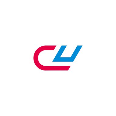 soyut harf cu basit geometrik çizgi logo vektörü