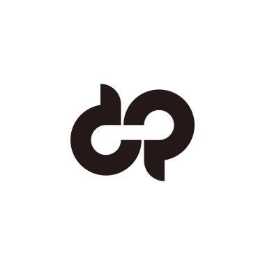 dp harfi basit döngü eğrileri çizgi logo vektörü