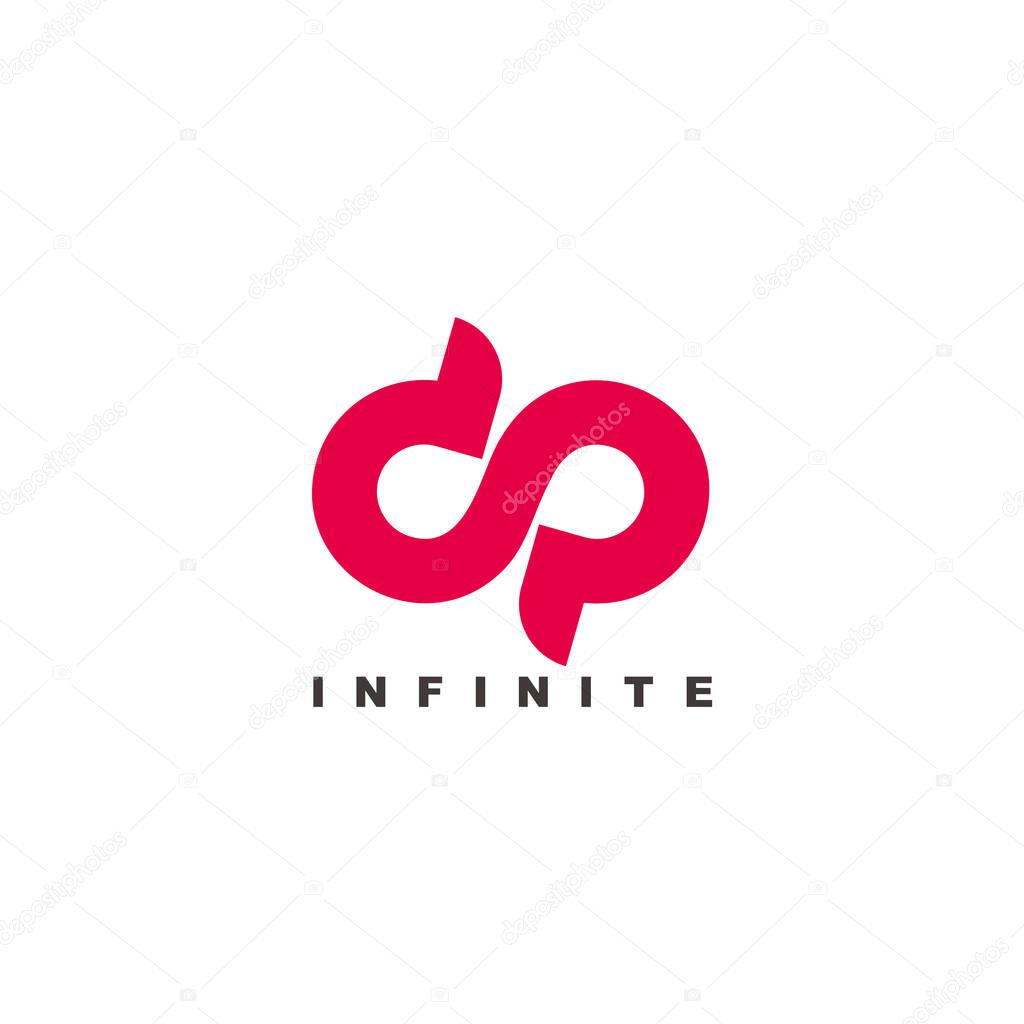 simple letter dp infinity symbol curves loop design logo vector