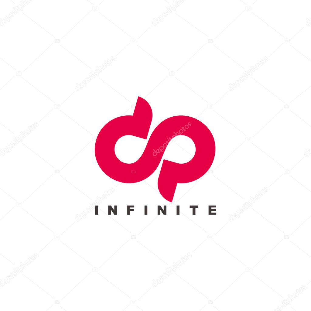 Simple letter dp infinity symbol curves loop design logo vector
