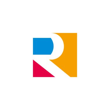 r harfi basit kare geometrik renkli logo vektörü