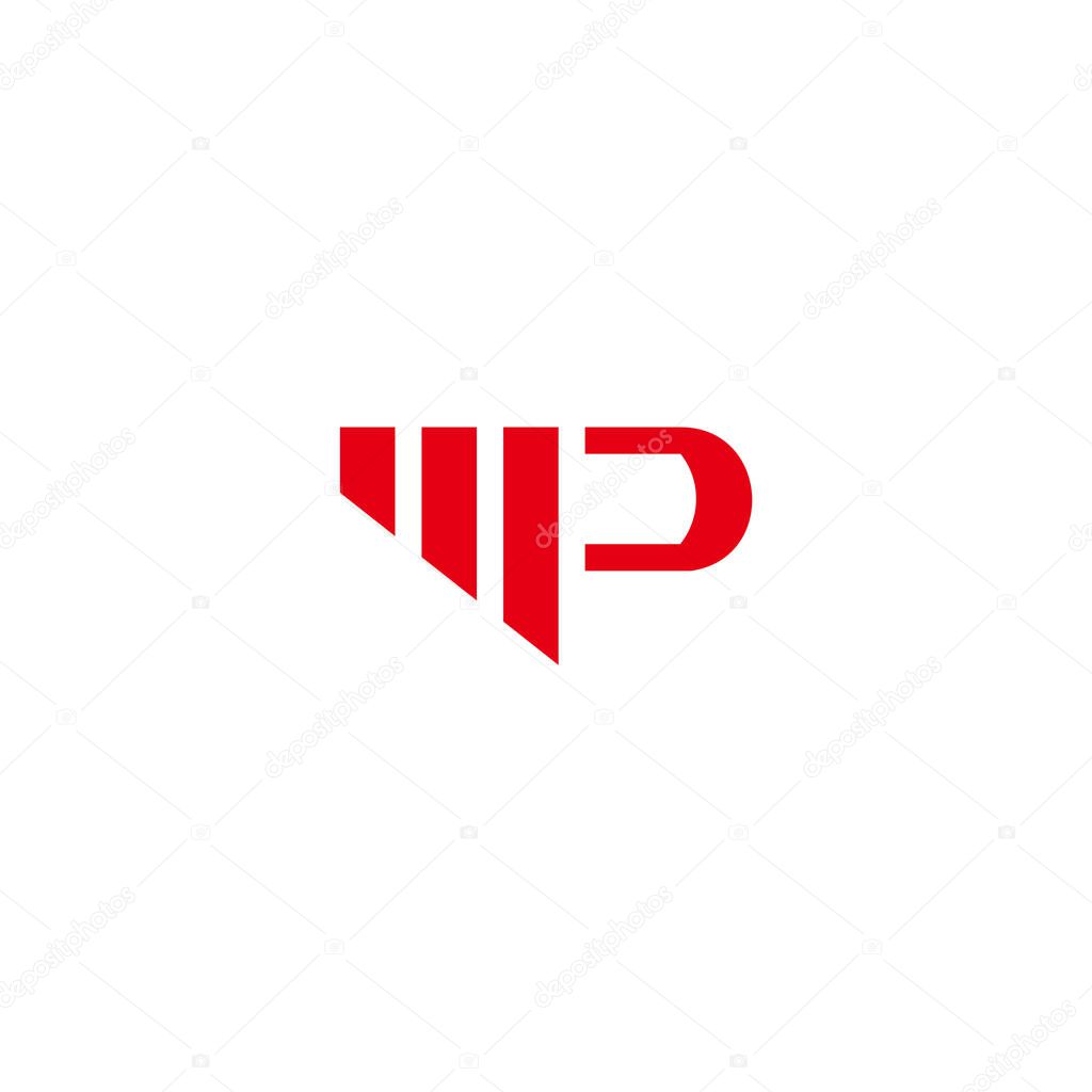 Letter mp simple geometric stripe logo vector