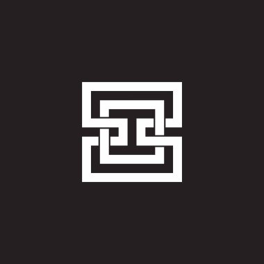 kare bağlantılı labirent halkası geometrik logo vektörü