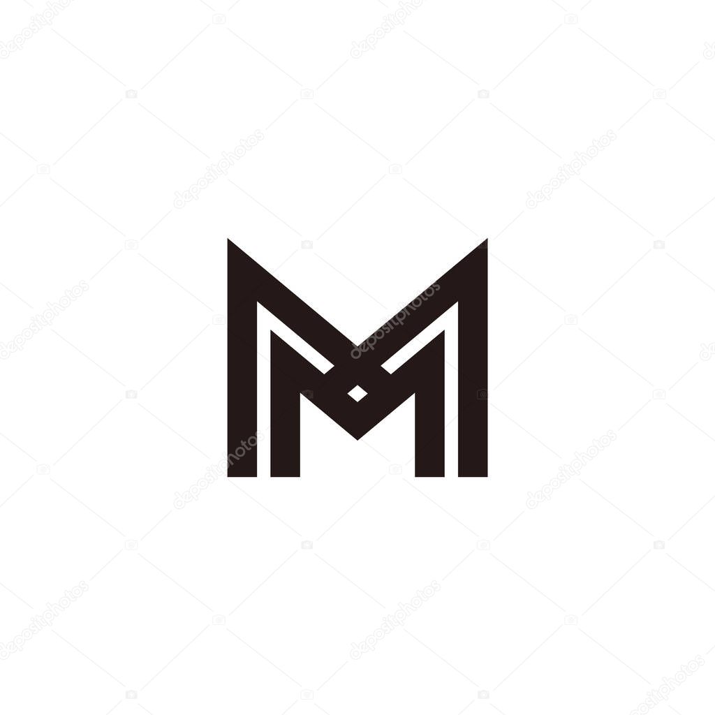 letter mx simple stripes geometric logo vector