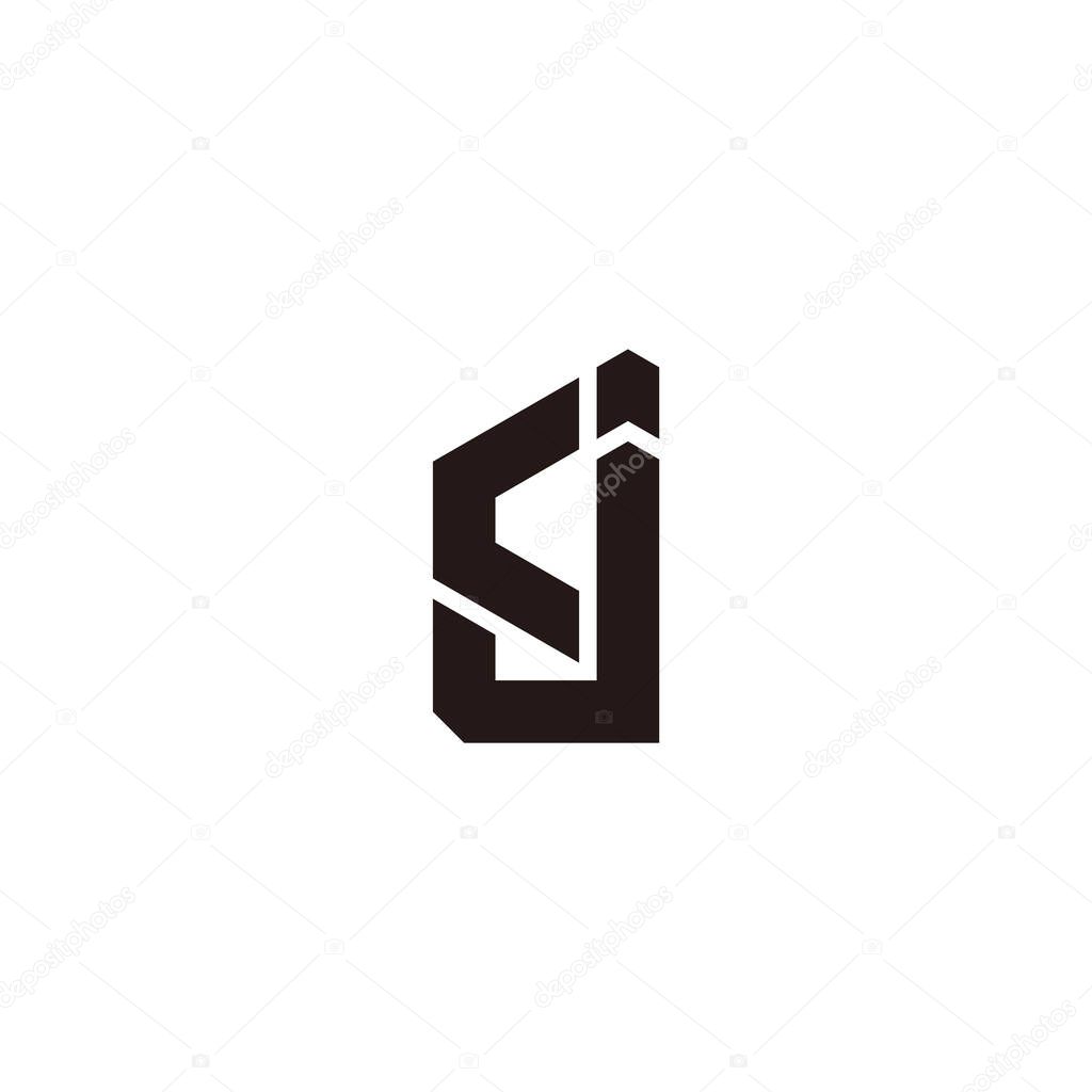 Letter cj simple geometric line logo vector