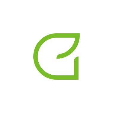 e eko yaprağı yeşil harf ince geometrik çizgi logo vektörü