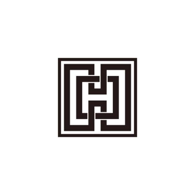 harf hh basit bağlı labirent geometrik çizgi logo vektörü