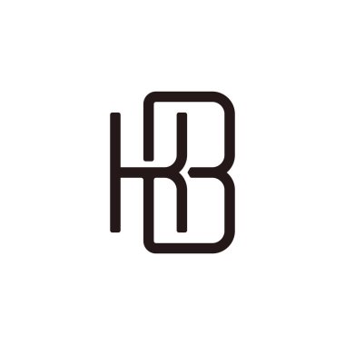 harf bk bağlantılı geometrik ince çizgi logo vektörü