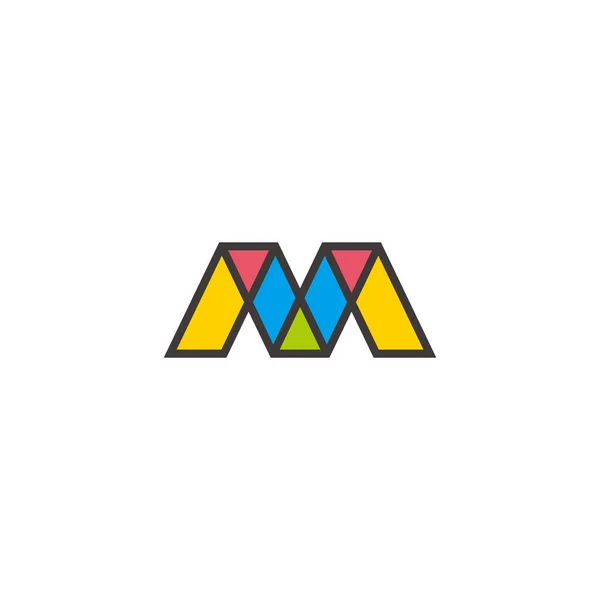 Buchstabe Umreißen Bunte Mosaik Dreieck Logo Vektor — Stockvektor