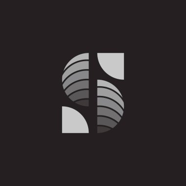 Harf s 3d gradyan çizgili geometrik logo vektörü