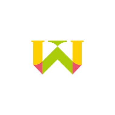 W harfi renkli mozaik basit geometrik logo vektörü
