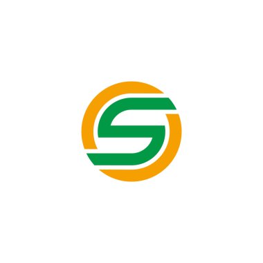 Harf yeşil yaprak güneş basit geometrik yuvarlak logo vektörü