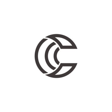 c harfi çizgili geometrik çizgi 3d düz logo vektörü