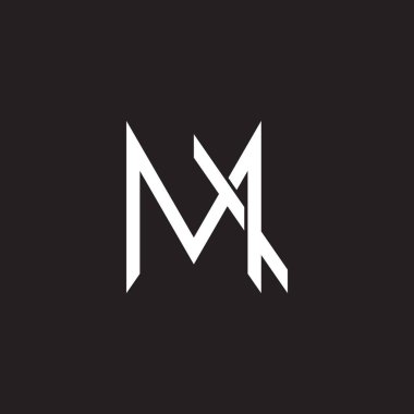 m harfi basit üst üste binen hareket çizgisi logo vektörü