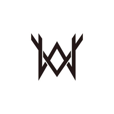harf vw üst üste binen çizgi basit geometrik logo vektörü