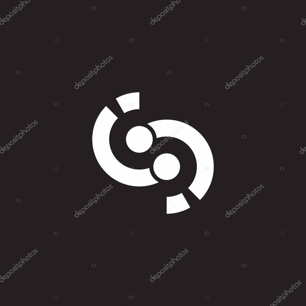 Abstract letter cj simple linked geometric line logo vector