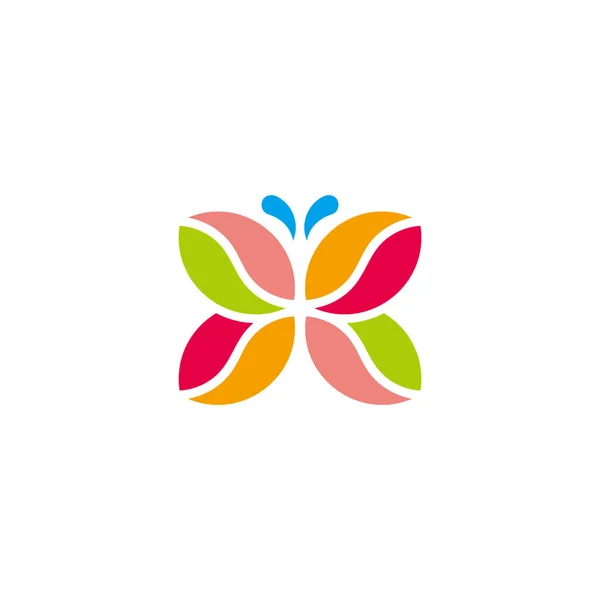 Curve Colorate Farfalla Semplice Logo Geometrico Decorazione Vettore — Vettoriale Stock