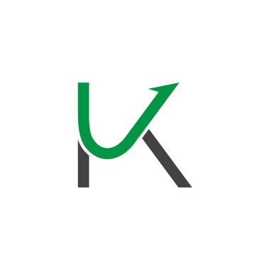 K harfi yukarı finans şeması logo vektörü