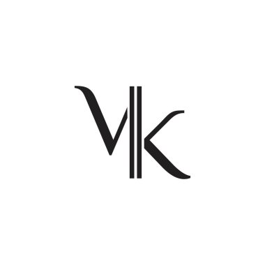 letter vk simple stripes slice geometric logo vector 