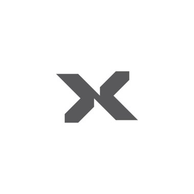 nk nx harfi basit geometrik siluet bağlantılı logo vektörü 