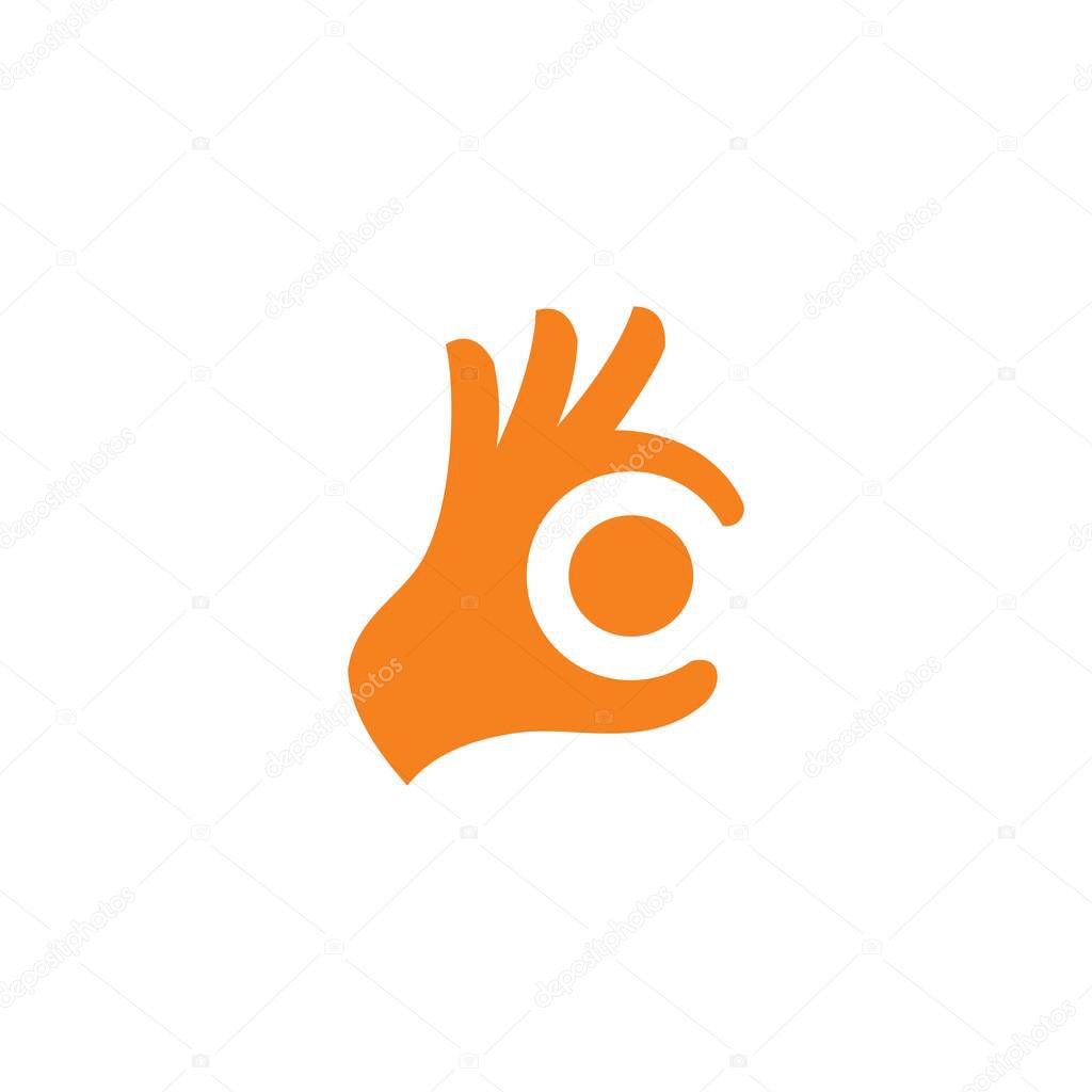 Letter oc hand gesture ok symbol logo vector