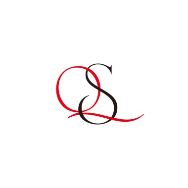 harf qs basit bağlantılı renkli logo vektörü 