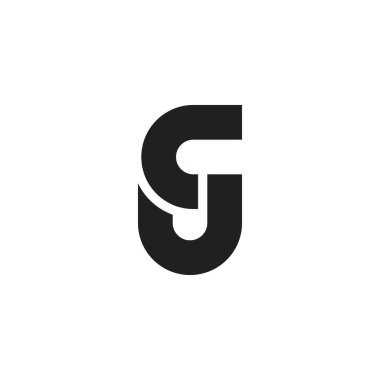 gcj harfi basit geometrik bağlantılı siyah logo vektörü 