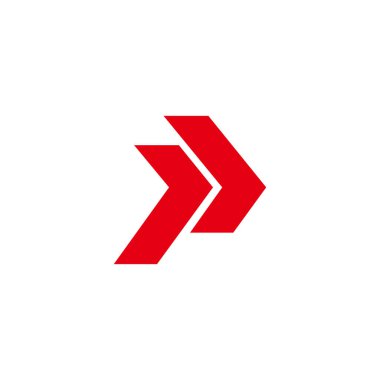 p harfi sağ ok kırmızı geometrik logo vektörü