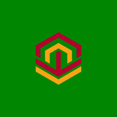 renkli çizgili ok altıgen geometrik küp logo vektörü